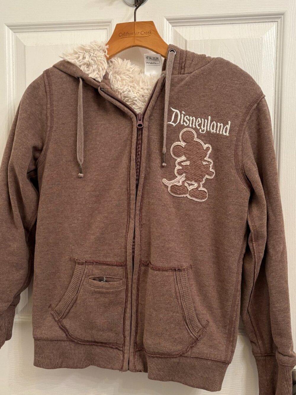 Disneyland 55th Anniversary Zip Up Brown Sherpa Hoodie Mickey Disney Parks S